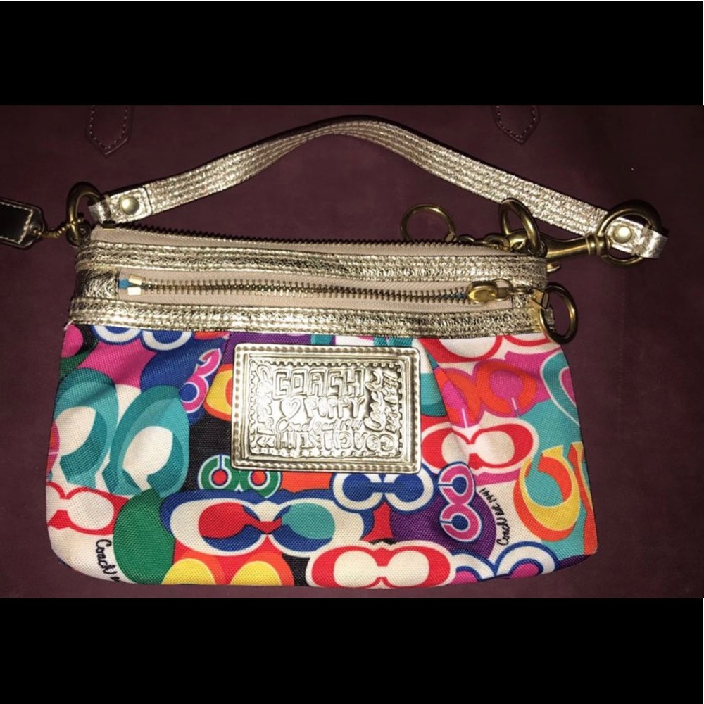 Coach Poppy multicolor wristlet